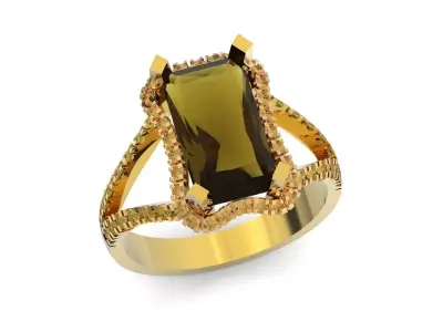 luxury engagement  ring with a large  radiant stone 276 3D print model