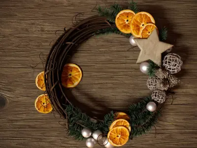 The wreath with dried oranges and spruce branches 3D model