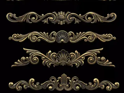 Collection Of Classical Ornaments   Low-poly 3D model