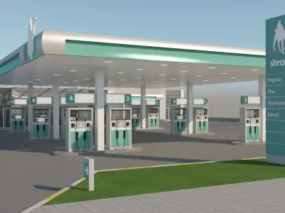 Gas Station In Desert 3D model