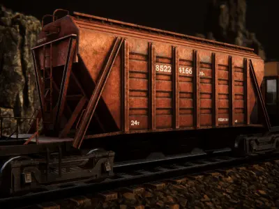Vintage train Low-poly 3D model