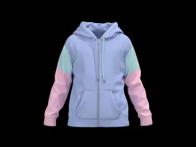 Kids female zipper hoodie 3D model