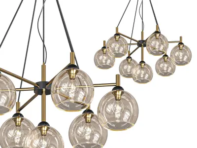 Pendant chandelier with glass shades ETNA 3D model