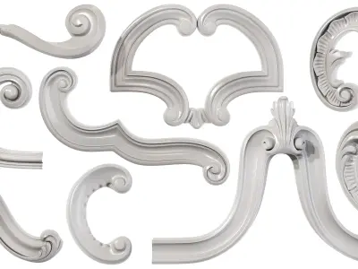 Collection of 25 swirl carved elements Part1 3D model
