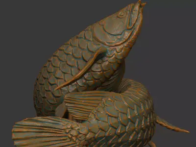 Arowana Sculpture Highpoly 3D model