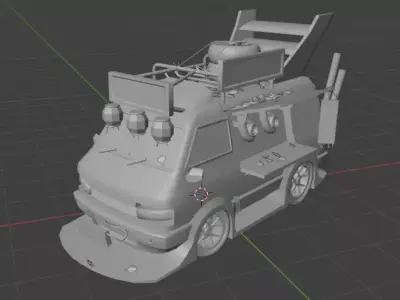 Stylized Turbo Drift Van Cyberpunk Vehicle Game Ready FBX 3D model