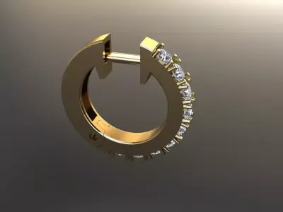 Mid Size Diamond Hoop Earring 2MM 3D print model