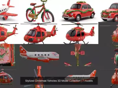Stylized Christmas Vehicles 3D Model Collection 3D Model Pack
