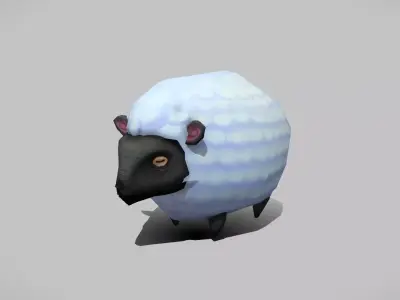 Handpainted Lowpoly Stylized Sheep Low-poly 3D model