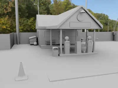 Gas station assets 3D model