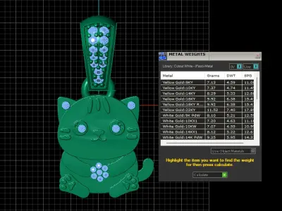 CUTE DIAMOND CAT PENDANT 3D PRINTABLE MODEL  3D print model
