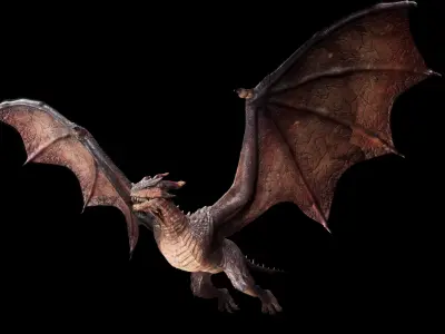 Red Wyvern Dragon Low-poly 3D model