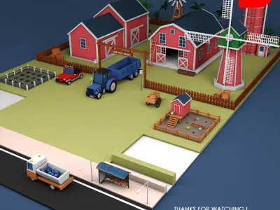 Low Poly Farm Set Low-poly 3D model