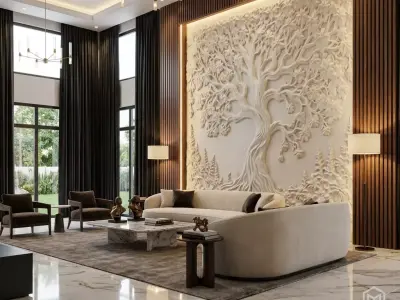 modern panel wall decor set relief stl mural CNC 178 3D model