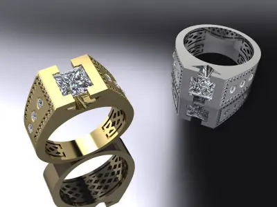 Jewelry Mens Ring Gold 3D print model