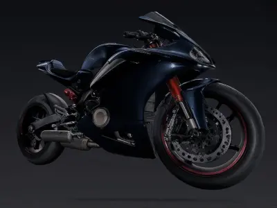 Elegant Sports Bike 3d model low poly Low-poly 3D model