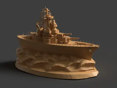 Wooden carving ship  3D model