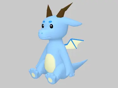Tiny cute dragon Low-poly 3D model