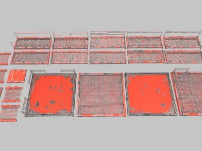 Stair Set of cages Low-poly 3D model