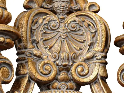 Bronze Large Antique Classic baroque Wall Lamp Sconce 3D model