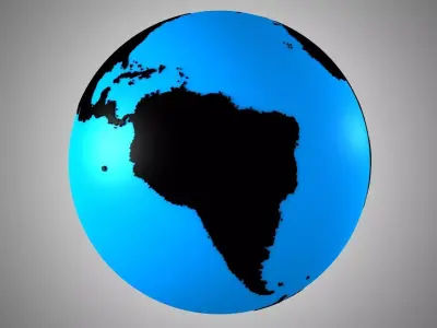 Solid Color Blue  Black Globe 3D model