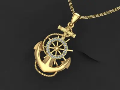 Anchor gold pendant 3D model 3D print model