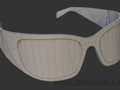 PRADA PR A19S 1AB5S0 Black Dark Grey Men Sunglasses Low-poly 3D model