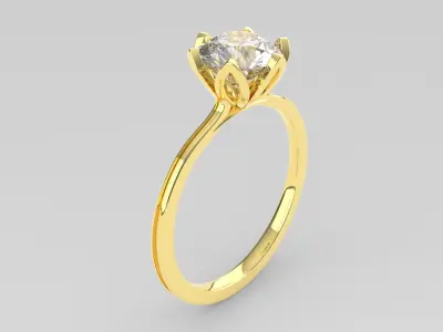 personalized solitaire ring in 10 sizes 3D print model