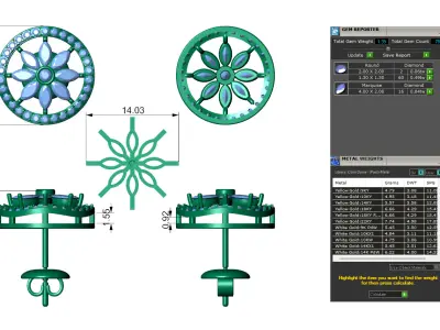 Marquise And Round Diamond Floral Earring For Women 3D print model