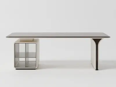 Modern Wood and plastic desk 3D model 3D model