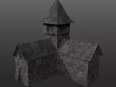 3D Pbr Medieval House game ready Free low-poly 3D model
