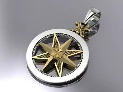 Compass Pendant Jewelry Brand Gold 3D print model