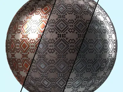Metal Materials 26- Ornament Metal panels Pbr 4k Seamless Low-poly 3D model