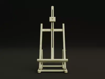 Small realistic wooden easel with brass details 3D model