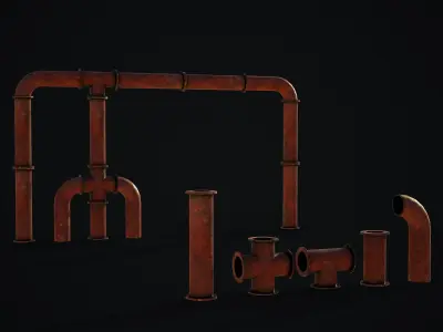 Piping pipes and pipes Low-poly 3D model