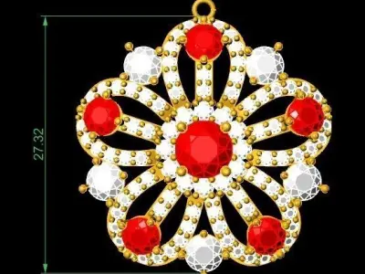 Luxury Flower Diamond Pendant Jewelry 878 3D print model