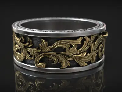 Victorian Ornament Vintage Pattern Wedding Band 3D print model