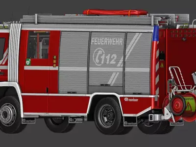 Rosenbauer AT Feuerwehrfahrzeug Low-poly 3D model