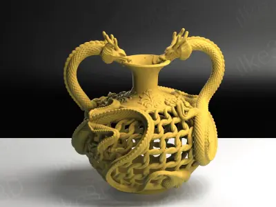 Dragon Vase  Decoration Flower Pot from China and Asia 3D STL 3D print model