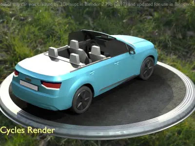 City Car 58 SUV Cabrio Open Type-B Blue Low-poly 3D model