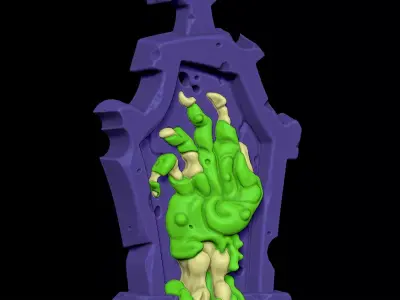 Halloween zombie grave keychain bas-relief 3d print 3D print model