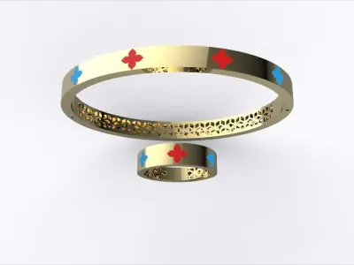  Roberto Ring and Bracelet with enamel SET-0031 3D print model