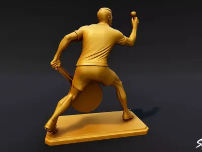 Golden Table Tennis Statue Low-poly 3D model
