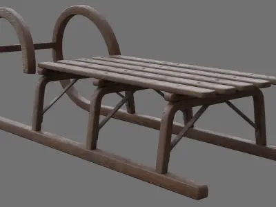 Sled 2B Low-poly 3D model