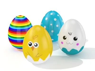 Easter eggs 10 Styles Low-poly 3D model