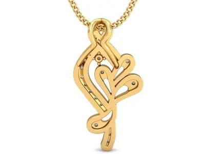 Solitaire Women Pendant 3dm STL OBJ FBX Renders Details 3D print model 17