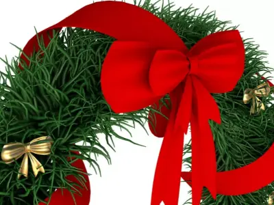 Christmas Wreath with Bows 3D model