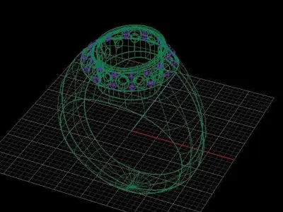 Ring Blue gem  3D print model