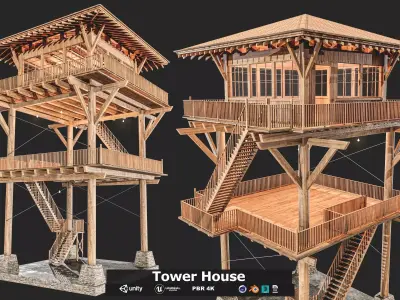Tower Cabin Low-poly 3D model