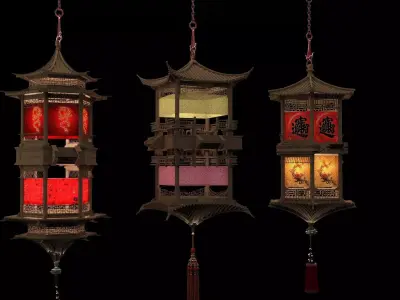 Chinese palace lantern 3D model 37